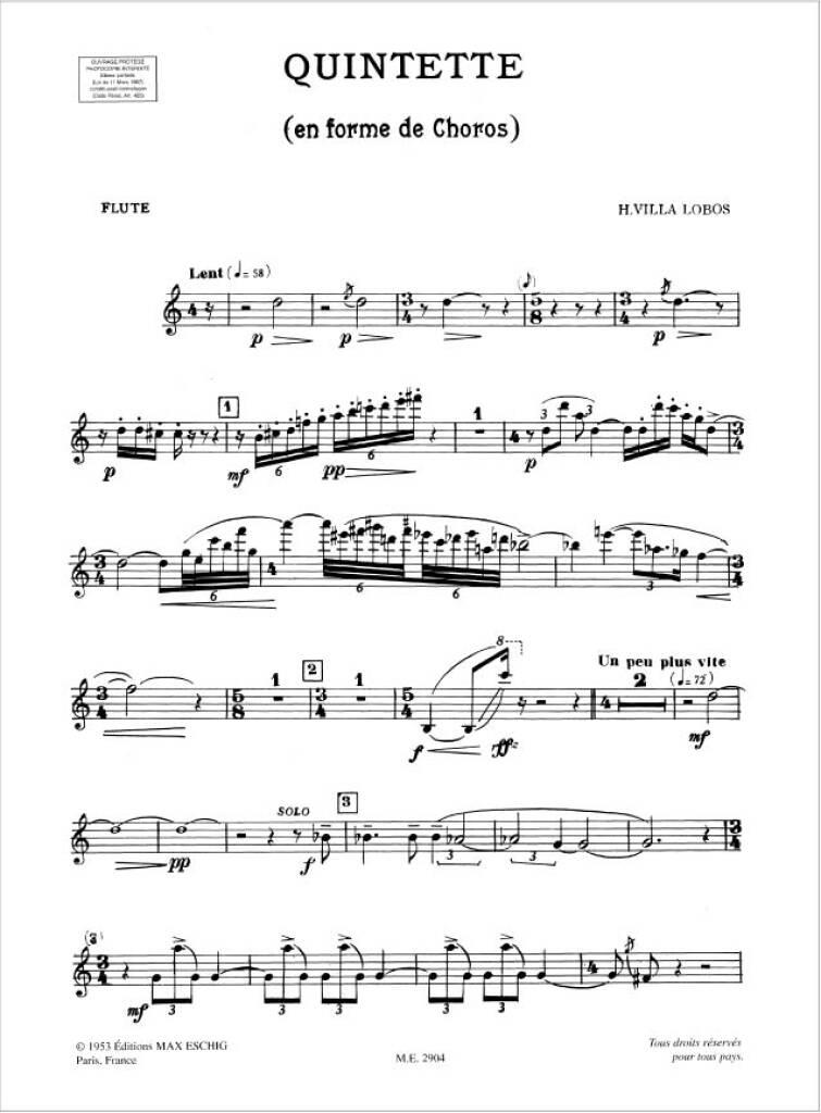 Beispielseite 1 zu Quintette en forme de choros pour flute, hautbois, cor anglais, clarinette et basson 5 parties