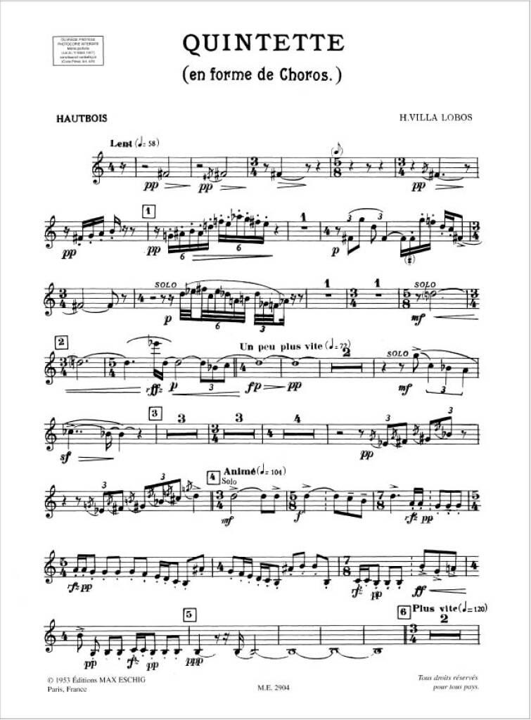 Beispielseite 2 zu Quintette en forme de choros pour flute, hautbois, cor anglais, clarinette et basson 5 parties