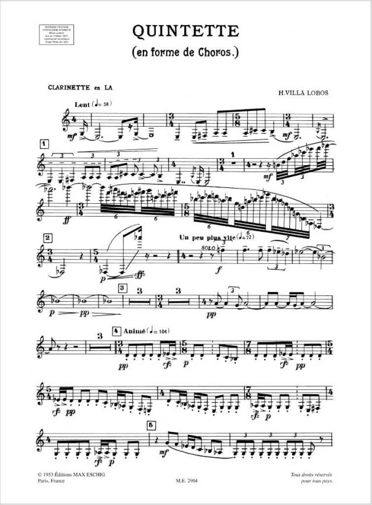 Beispielseite 3 zu Quintette en forme de choros pour flute, hautbois, cor anglais, clarinette et basson 5 parties