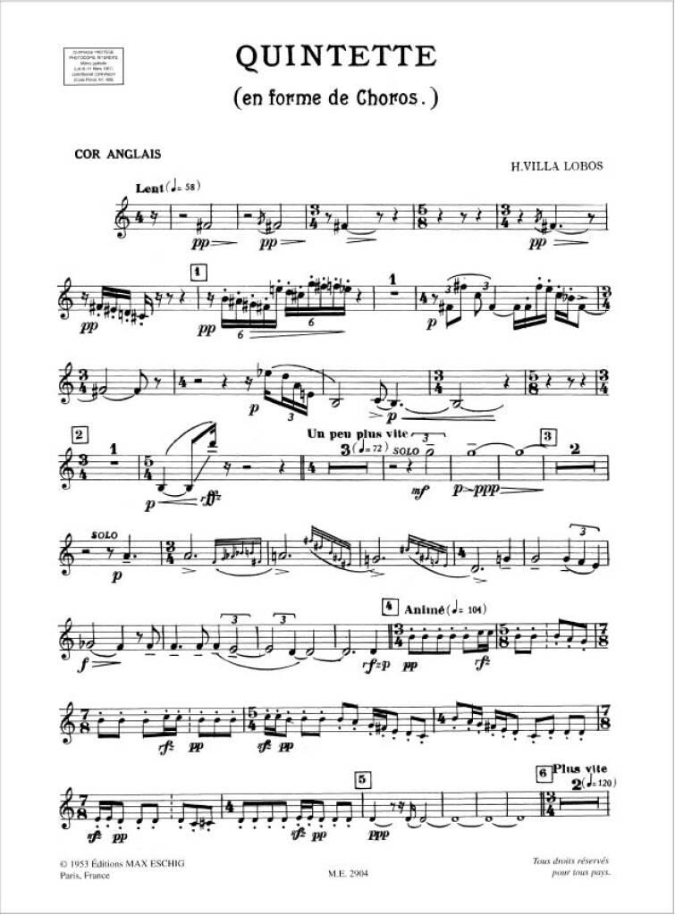 Beispielseite 4 zu Quintette en forme de choros pour flute, hautbois, cor anglais, clarinette et basson 5 parties