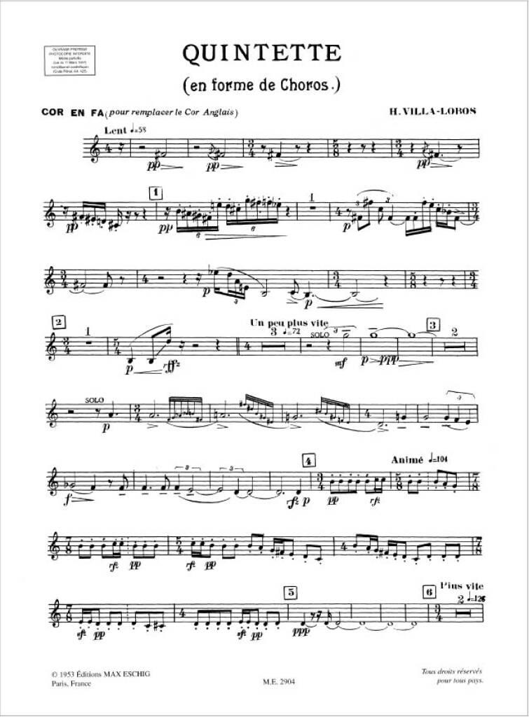 Beispielseite 5 zu Quintette en forme de choros pour flute, hautbois, cor anglais, clarinette et basson 5 parties