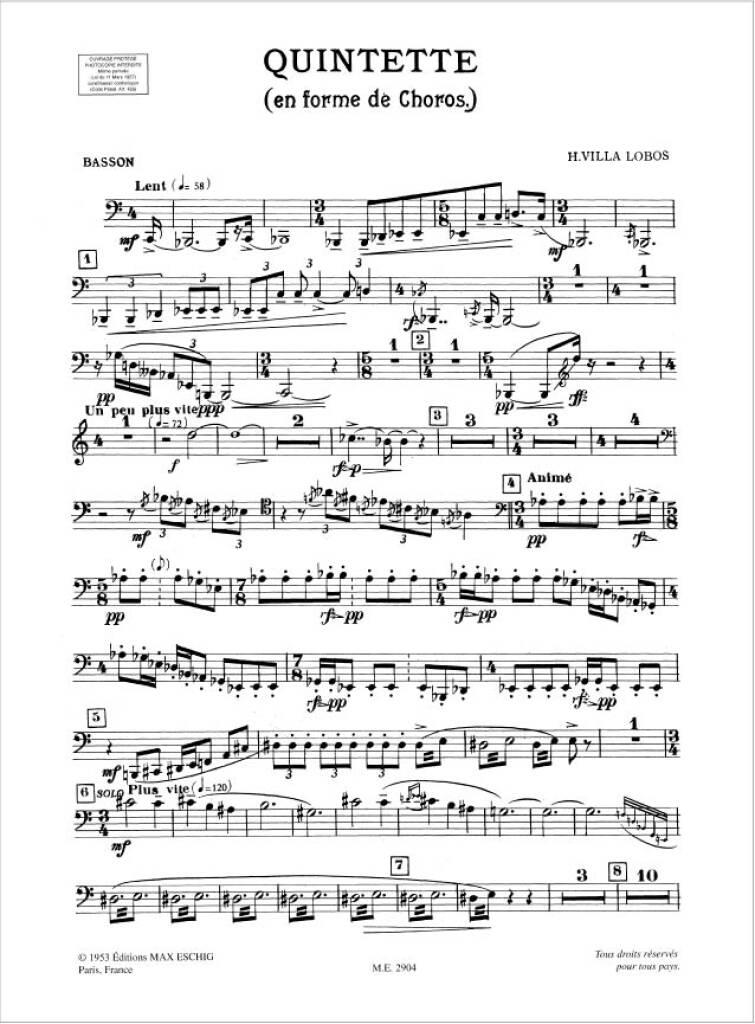 Beispielseite 6 zu Quintette en forme de choros pour flute, hautbois, cor anglais, clarinette et basson 5 parties