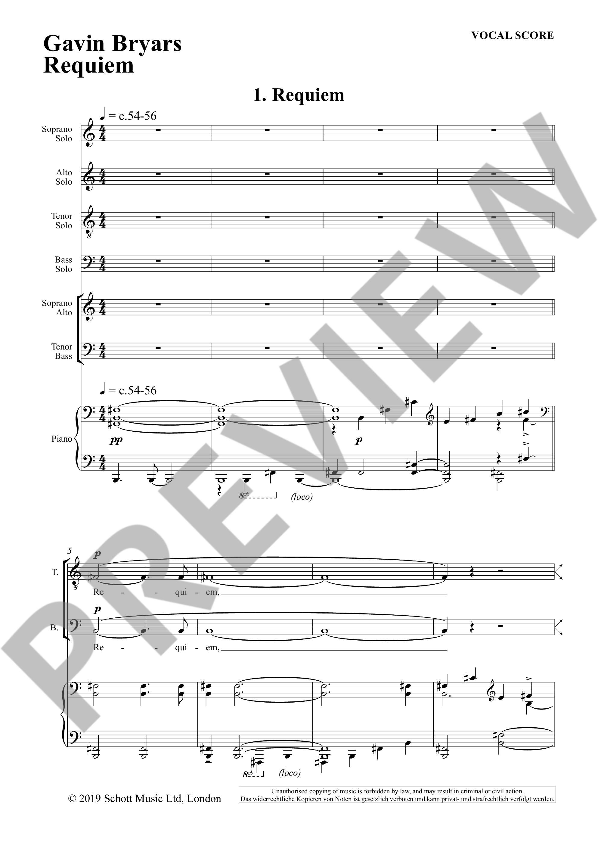 Beispielseite 1 zu Requiem for mixed chorus and orchestra vocal score
