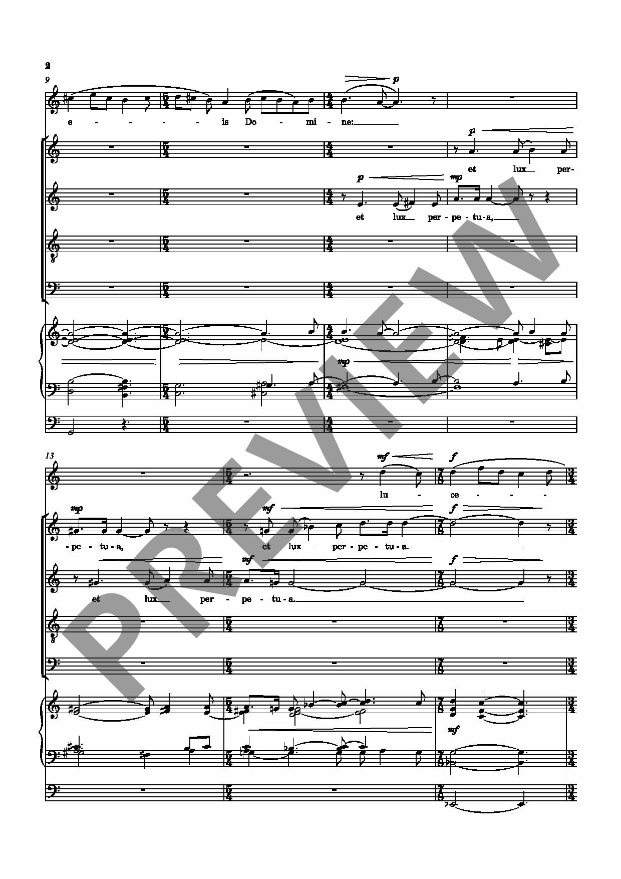 Beispielseite 5 zu Requiem for solo mezzo-soprano, mixed choir and organ score (la)