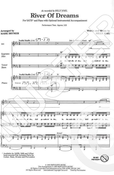 Beispielseite 1 zu River of Dreams for mixed chorus (SATB) and piano score
