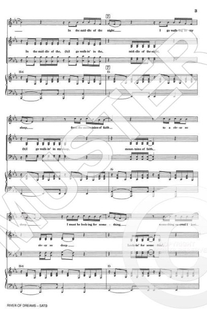 Beispielseite 2 zu River of Dreams for mixed chorus (SATB) and piano score