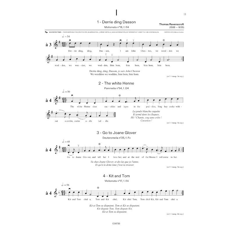 Beispielseite 1 zu Rounds or Catches for 3-11 instruments in G clef score