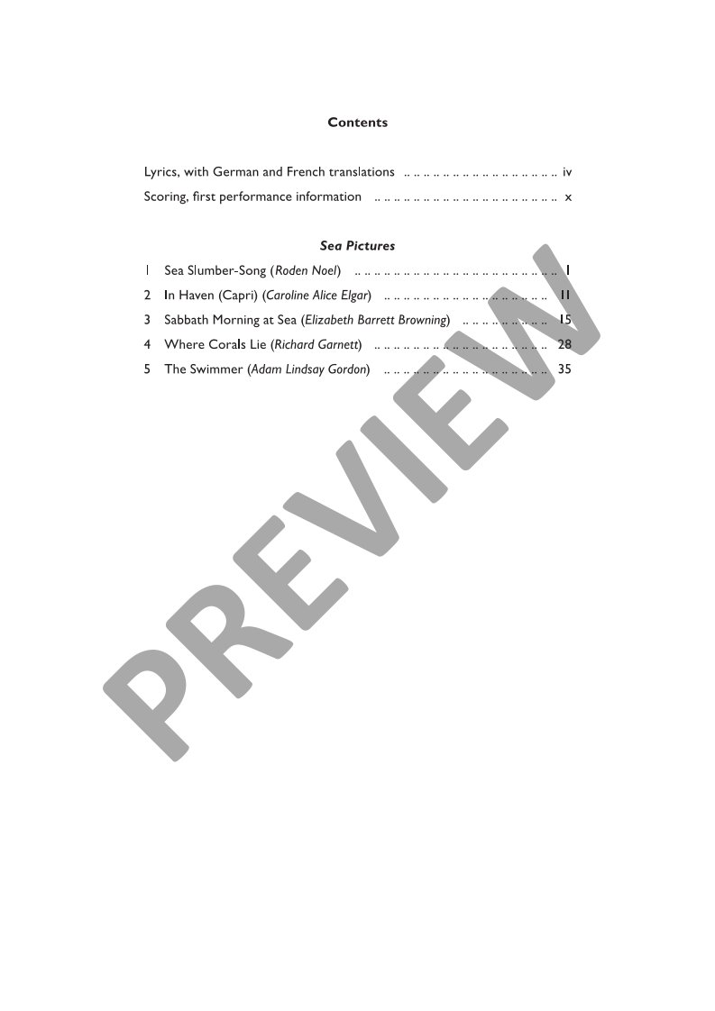 Beispielseite 3 zu Sea Pictures op. 37 for contralto and orchestra study score