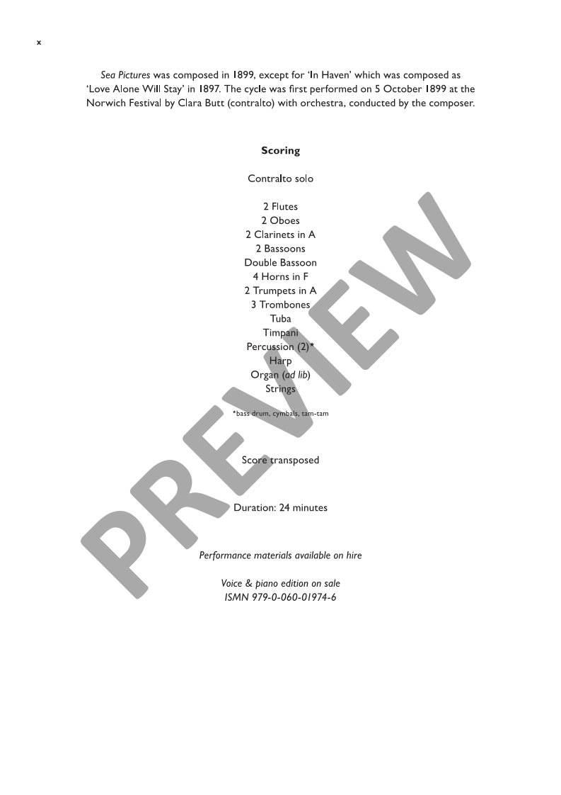 Beispielseite 4 zu Sea Pictures op. 37 for contralto and orchestra study score