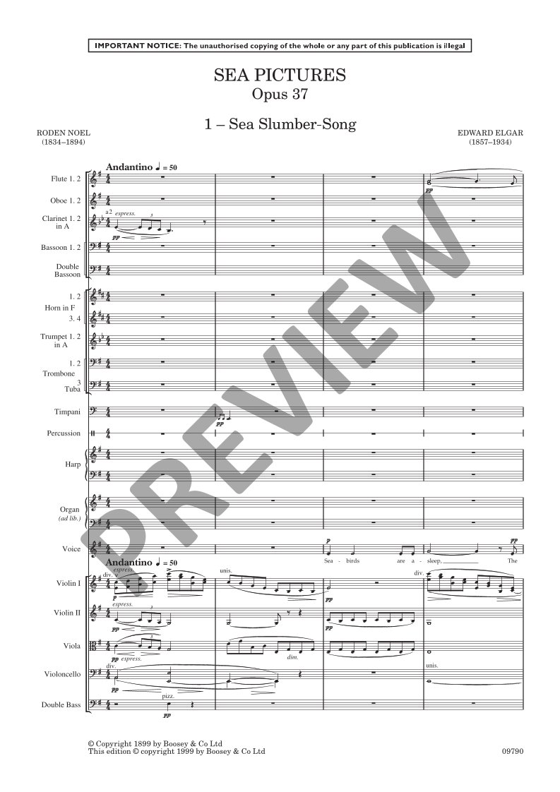 Beispielseite 5 zu Sea Pictures op. 37 for contralto and orchestra study score
