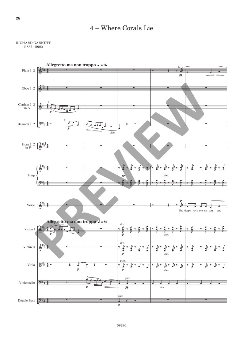 Beispielseite 8 zu Sea Pictures op. 37 for contralto and orchestra study score