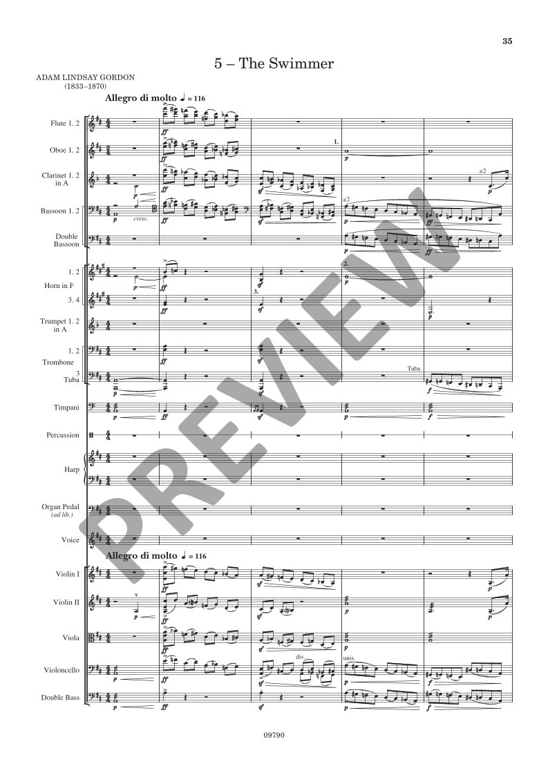 Beispielseite 9 zu Sea Pictures op. 37 for contralto and orchestra study score