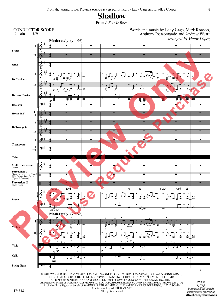 Beispielseite 1 zu Shallow/A Star Is Born (f/o score) Scores
