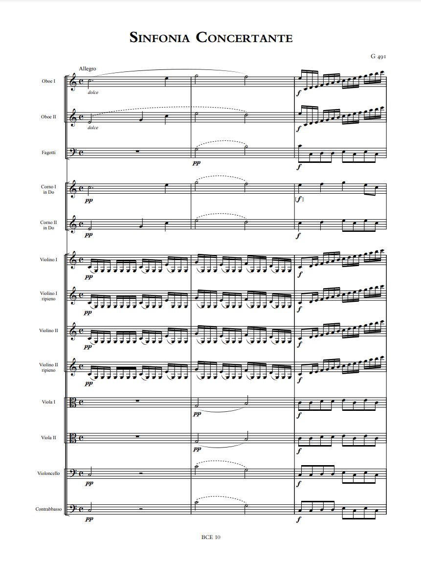 Beispielseite 1 zu Sinfonie concertanti G491, G523 for orchestra score, hardback