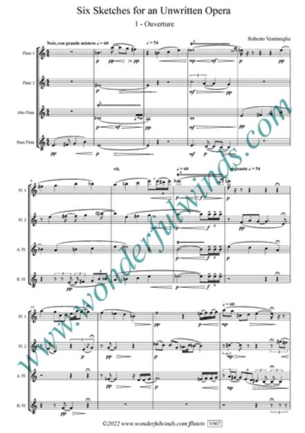 Beispielseite 1 zu Six Sketches for an Unwritten Opera for 4 flutes score and parts