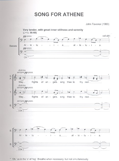 Beispielseite 1 zu Song for Athene for mixed chorus a cappella score