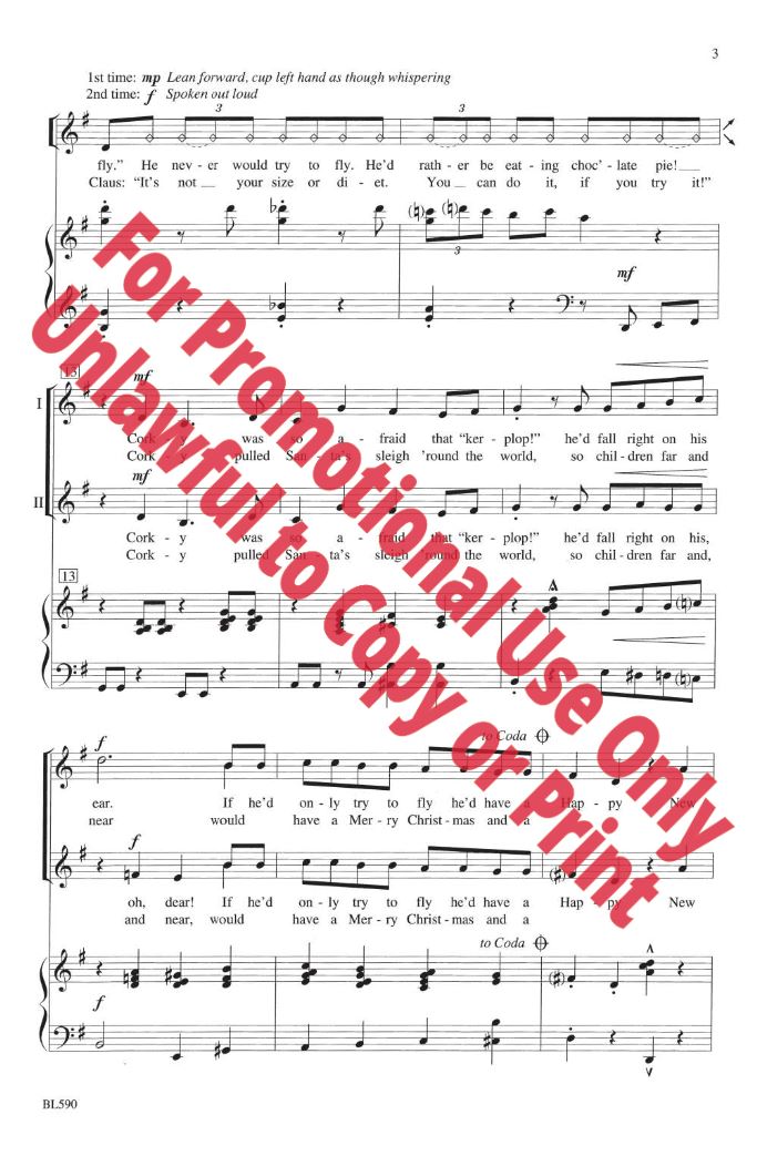 Beispielseite 1 zu Stephen Lawrence Corky The Porky Reindeer  Chorpartitur