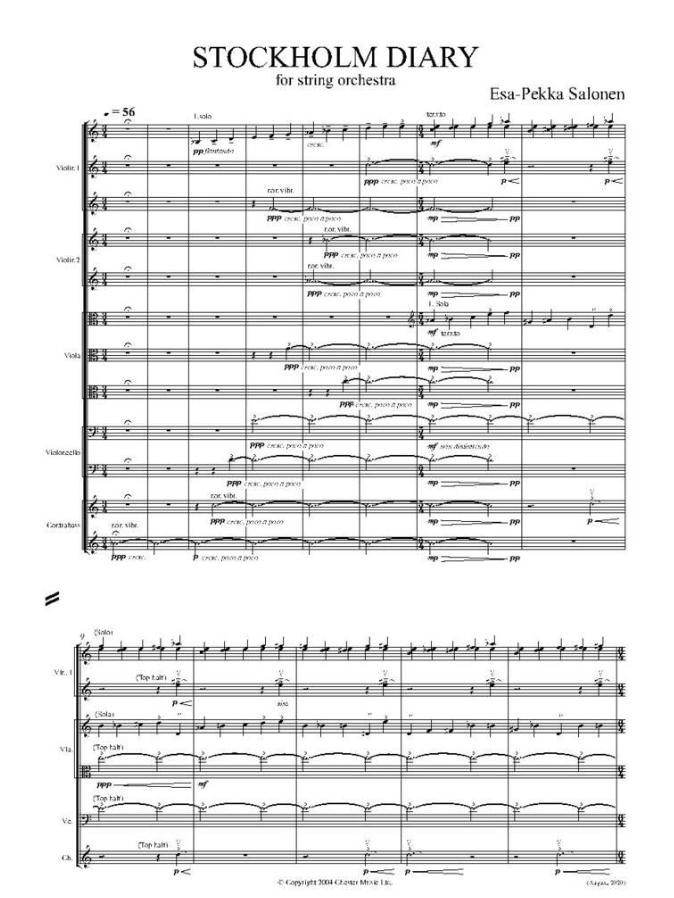 Beispielseite 1 zu Stockholm Diary (Study Score) String Orchestra Studyscore
