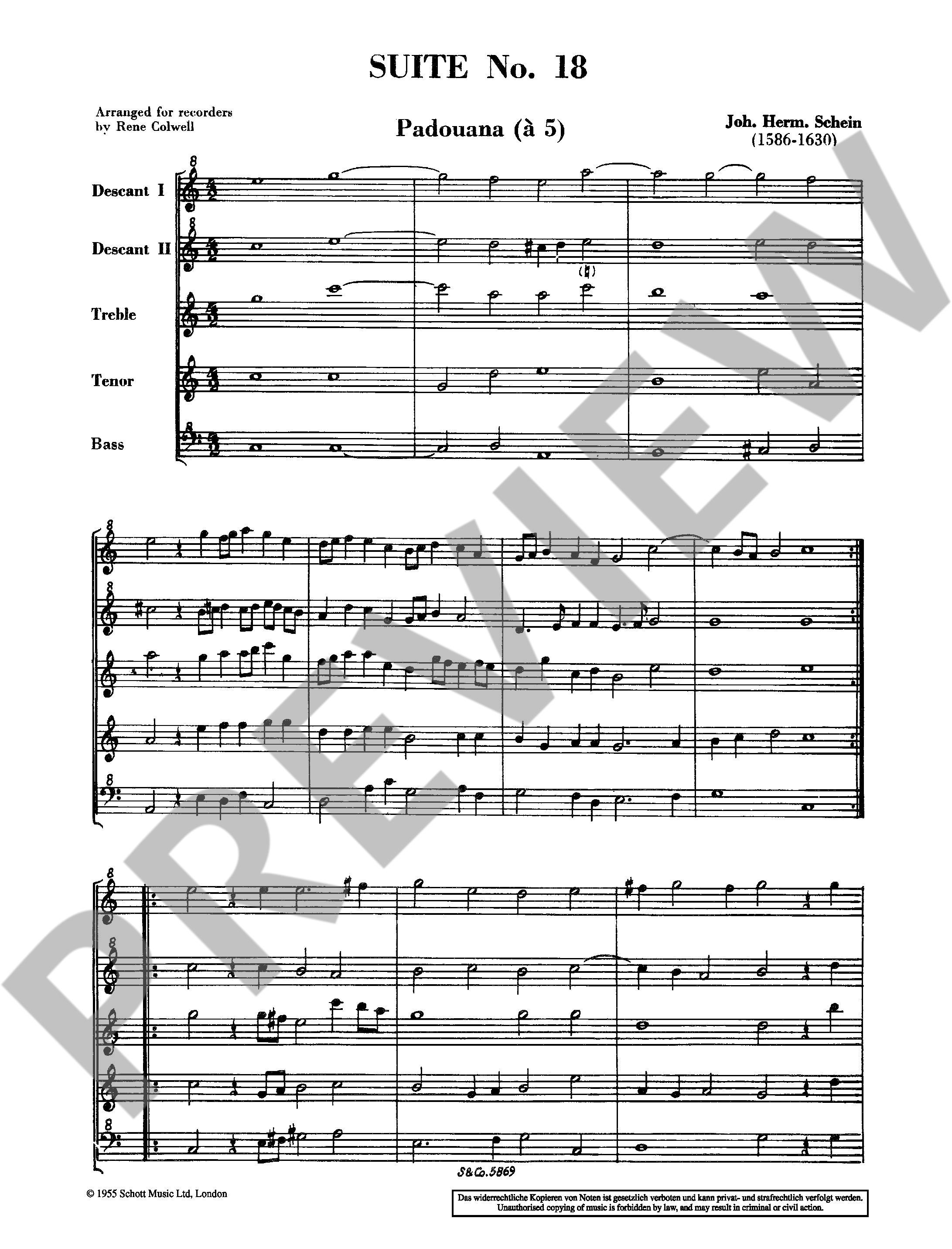 Beispielseite 1 zu Suite no.18 for ssatb recorders for 5 recorders (SSATB) score