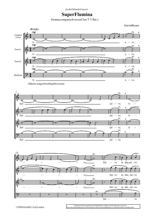 Beispielseite 1 zu Super Flumina for male chorus a cappella score