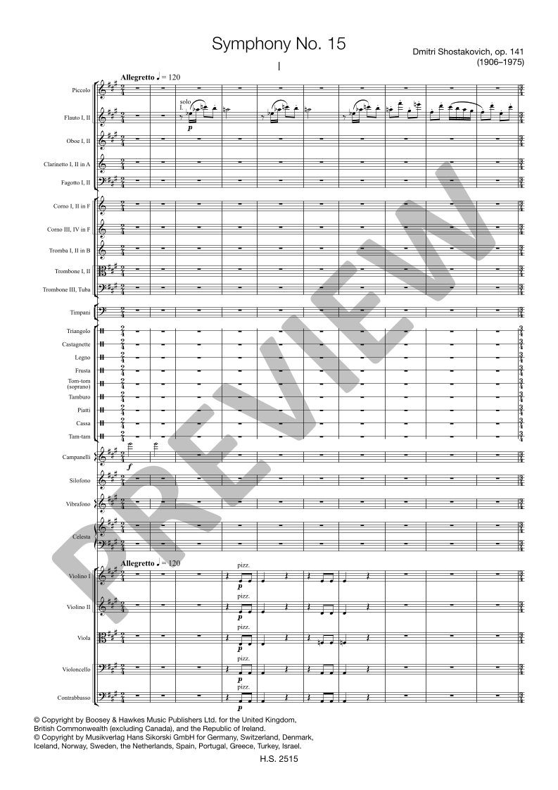 Beispielseite 4 zu Symphony in A major No.15 op.141 for orchestra study score