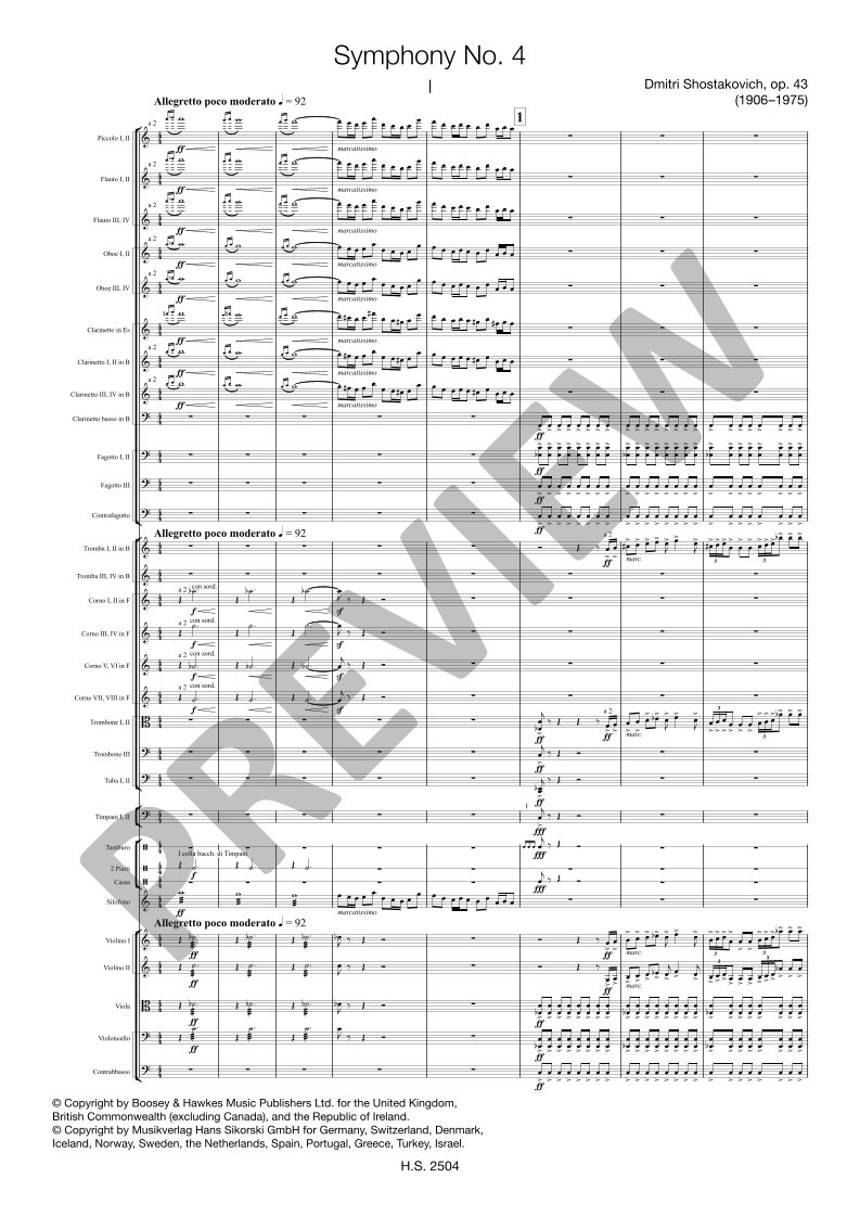 Beispielseite 4 zu Symphony No. 4 op. 43 for orchestra study score