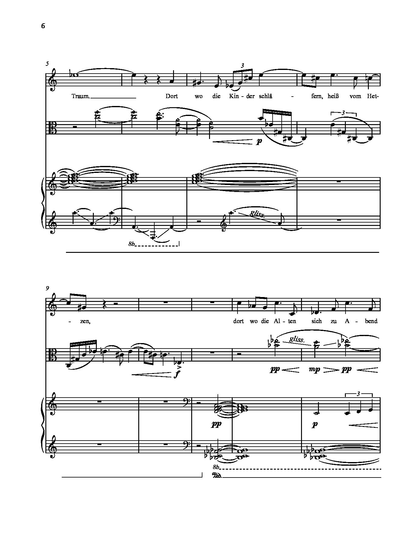 Beispielseite 3 zu TagTraum und Landschaft f�r Sopran, Viola und Klavier Partitur und Stimmen