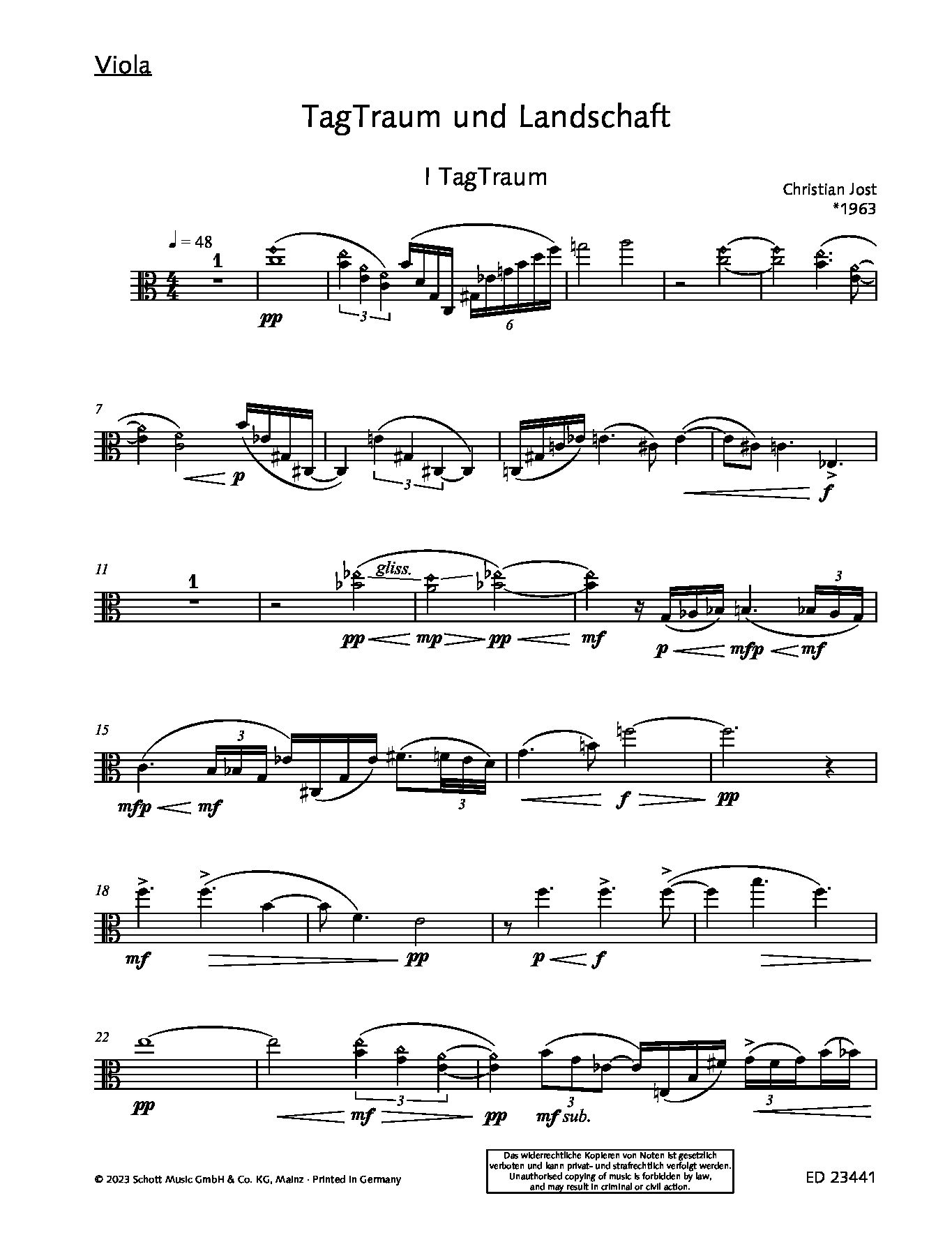 Beispielseite 6 zu TagTraum und Landschaft f�r Sopran, Viola und Klavier Partitur und Stimmen