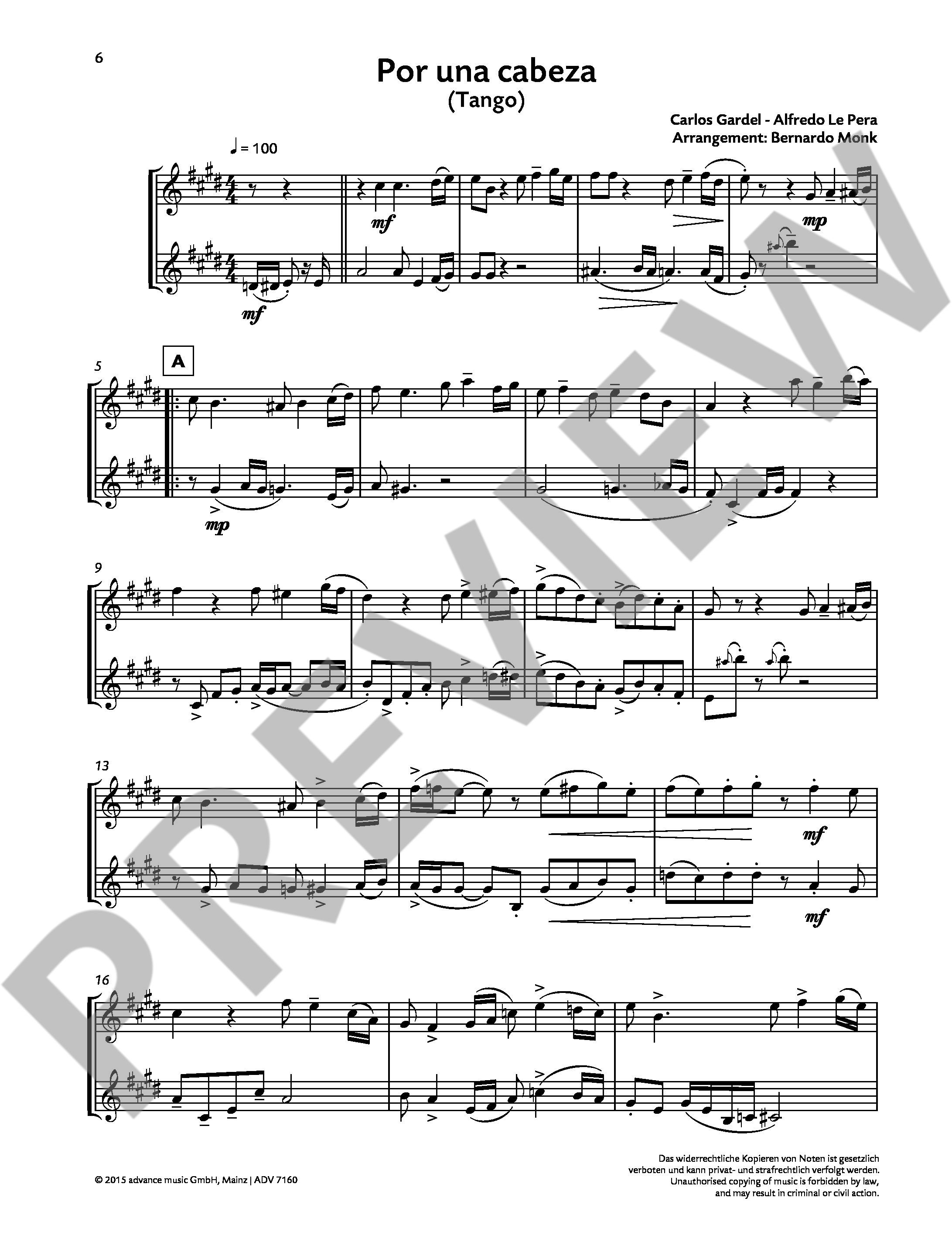 Beispielseite 1 zu Tango for two for 2 saxophones (AA/TT) score