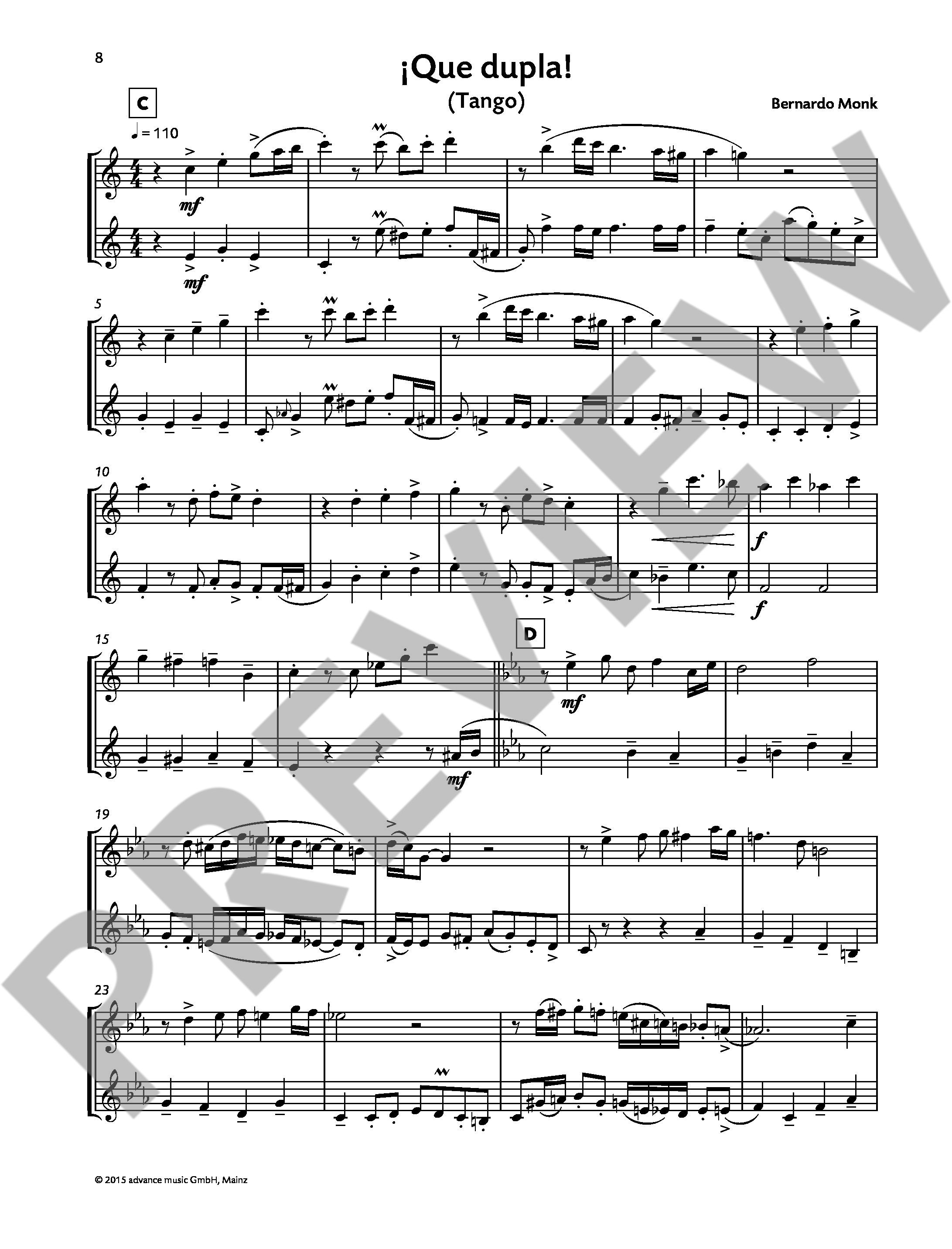 Beispielseite 3 zu Tango for two for 2 saxophones (AA/TT) score
