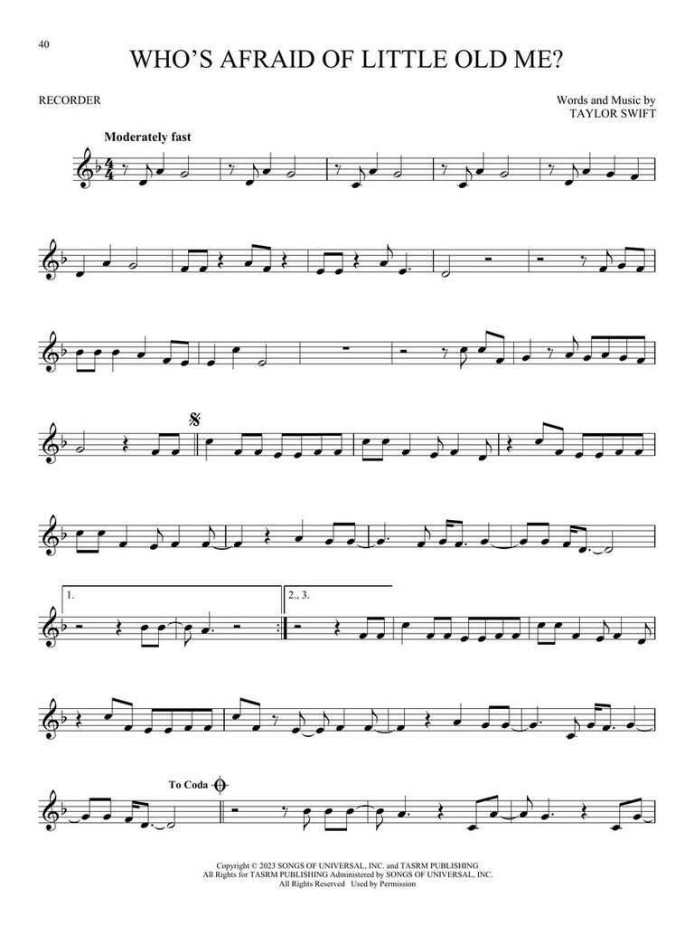 Beispielseite 1 zu Taylor Swift  2nd Edition for recorder Songbook
