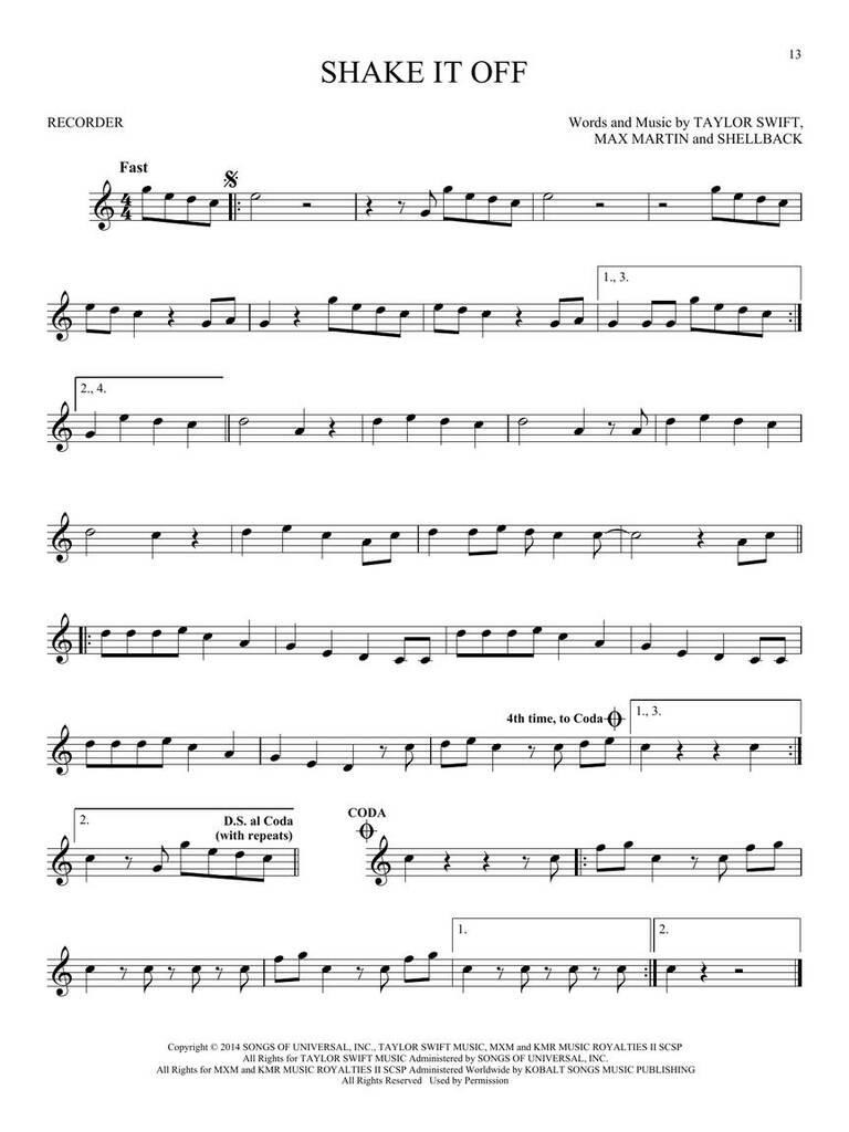 Beispielseite 2 zu Taylor Swift  2nd Edition for recorder Songbook