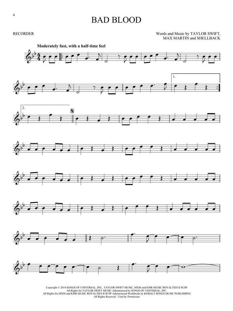 Beispielseite 4 zu Taylor Swift  2nd Edition for recorder Songbook