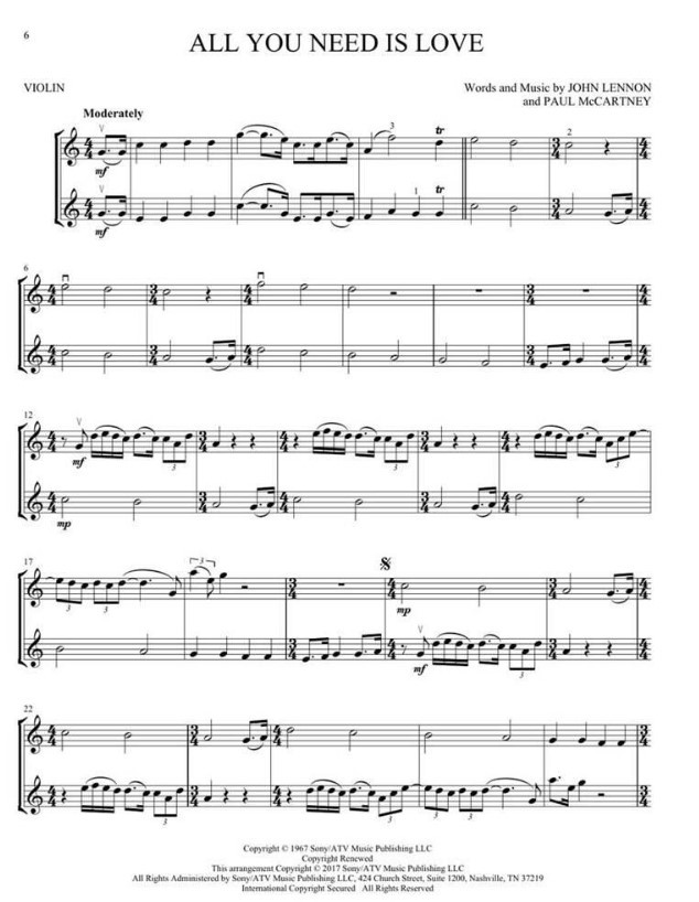 Beispielseite 2 zu The Beatles for Violin Duet: for 2 violins score