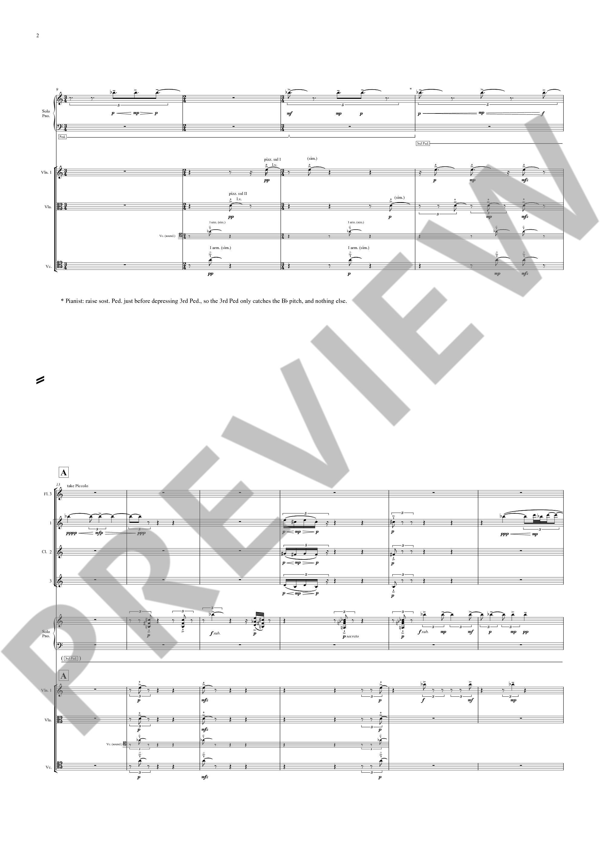 Beispielseite 2 zu The imaginery Museum for piano and orchestra study score