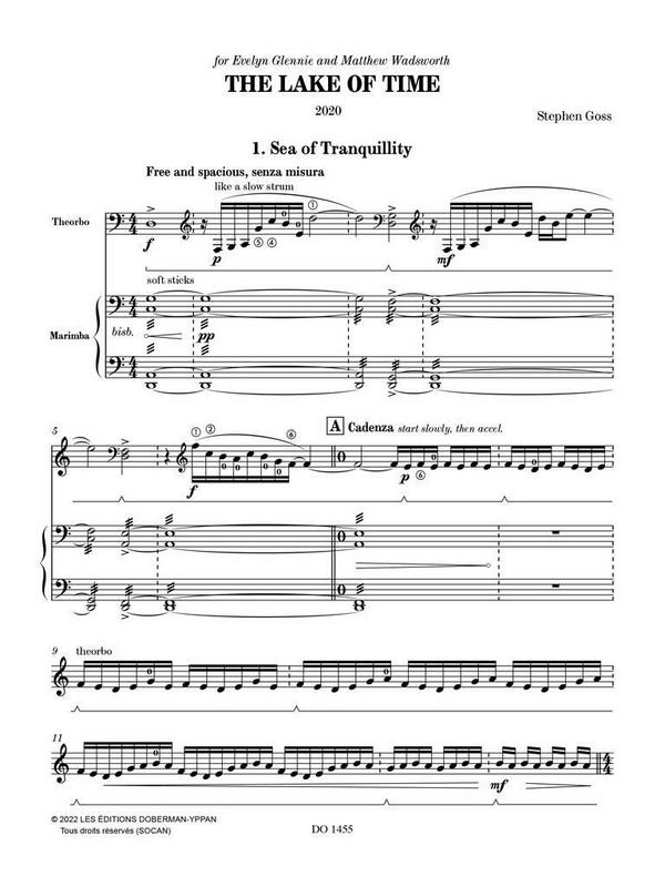 Beispielseite 1 zu The lake of Time for for theorbo and marimba score