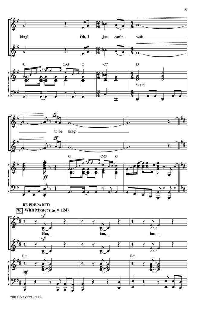 Beispielseite 3 zu The Lion King for 2-part chorus and instruments vocal score