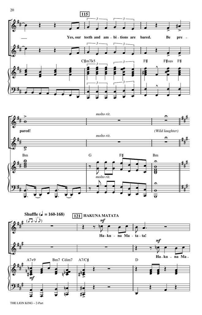 Beispielseite 4 zu The Lion King for 2-part chorus and instruments vocal score