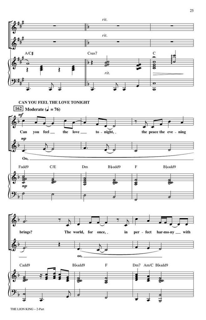 Beispielseite 5 zu The Lion King for 2-part chorus and instruments vocal score