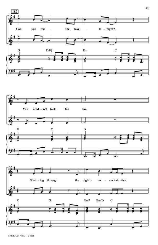 Beispielseite 6 zu The Lion King for 2-part chorus and instruments vocal score