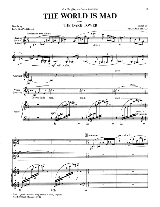 Beispielseite 1 zu The World is mad for voice, CLARINET AND PIANO score