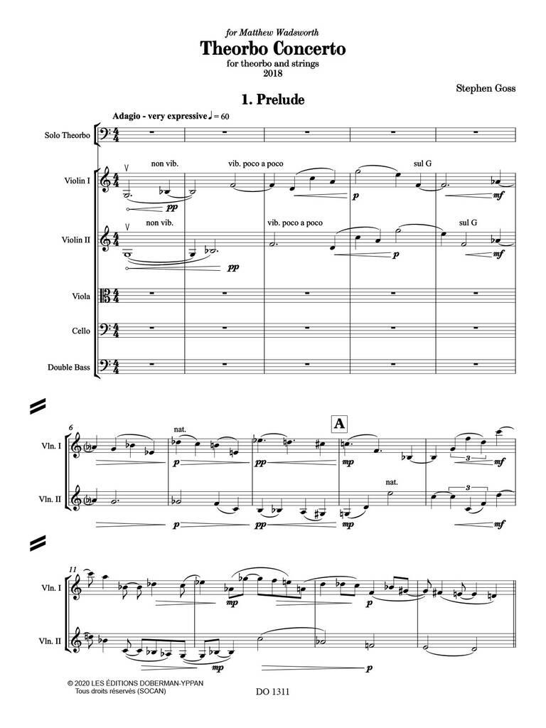 Beispielseite 1 zu Therbo Concerto for theorbo and string orchestra score