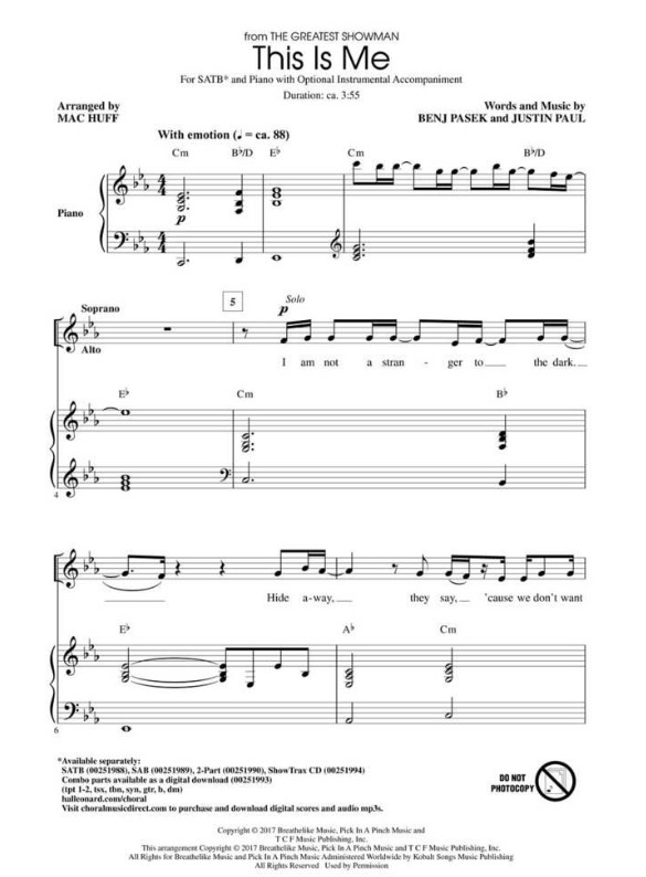 Beispielseite 1 zu This is me for mixed chorus (SATB) and instruments vocal score