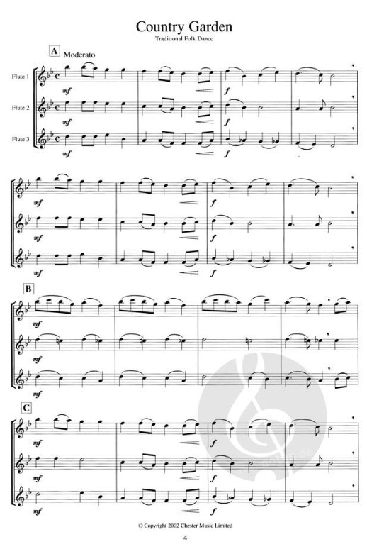 Beispielseite 1 zu Three�s a Crowd Junior Book B easy for 3 flutes score,  archive copy