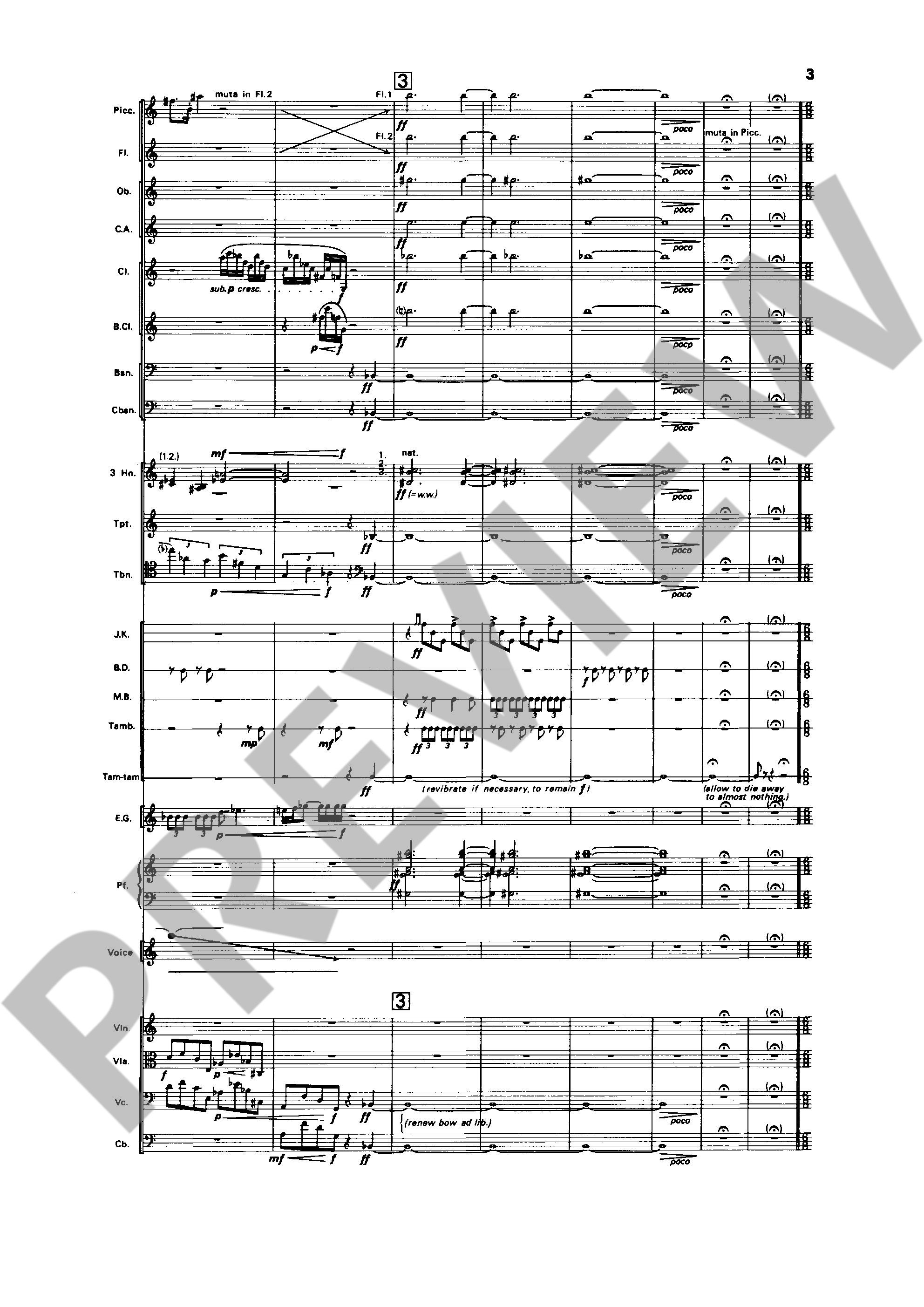 Beispielseite 3 zu Tippett, Sir Michael Songs for Dov f�r Tenor und Orchester Studienpartitur