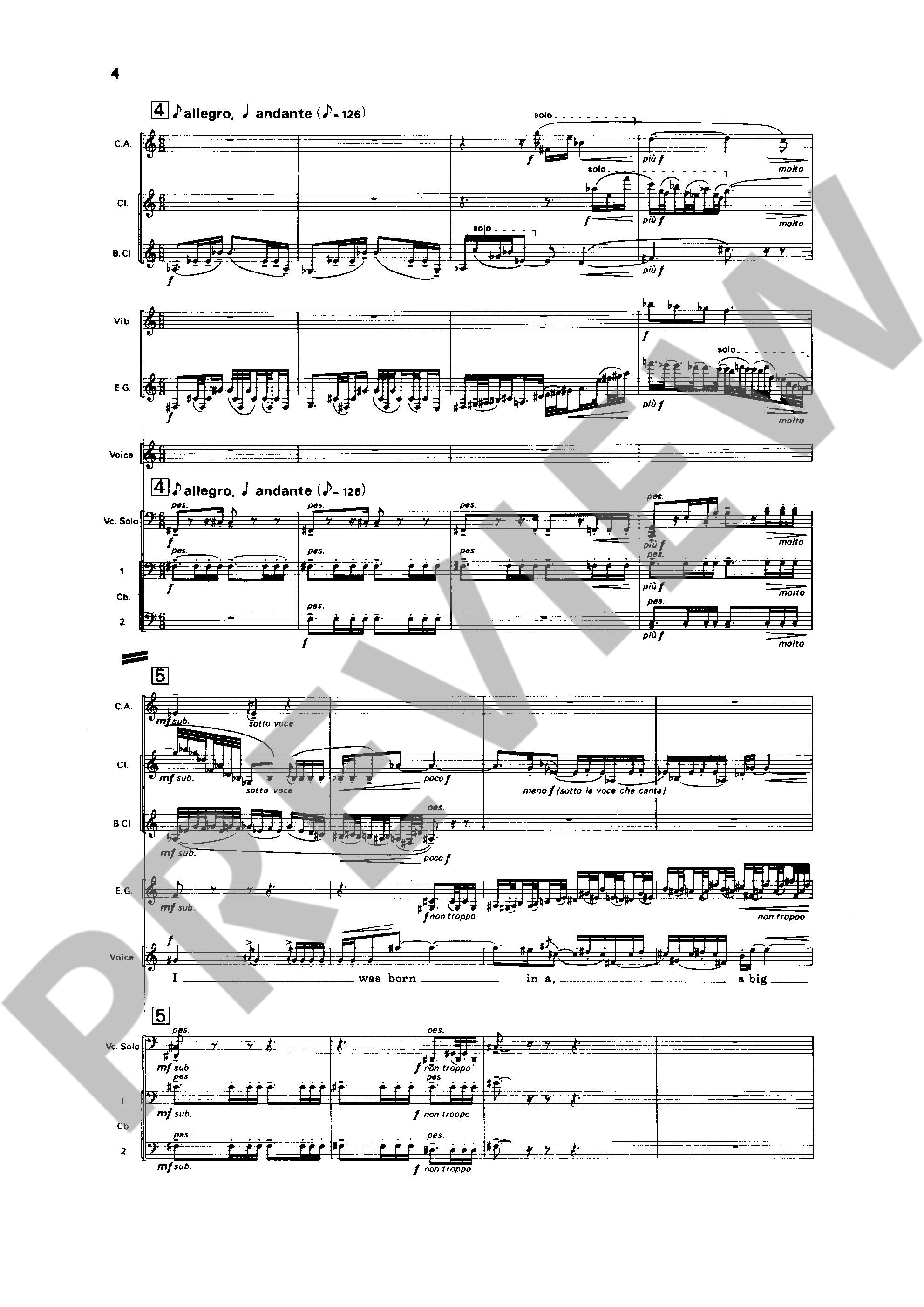 Beispielseite 4 zu Tippett, Sir Michael Songs for Dov f�r Tenor und Orchester Studienpartitur