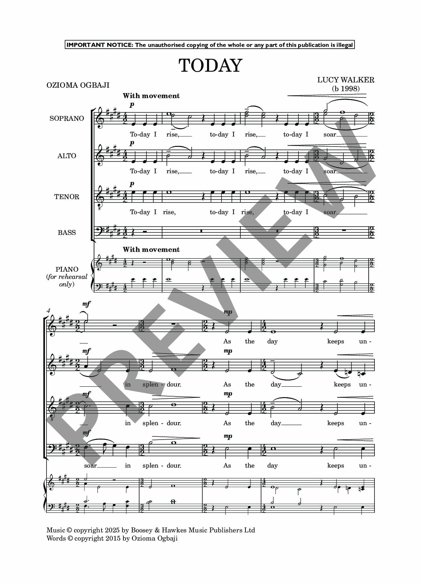 Beispielseite 1 zu Today for mixed choir (SATB divisi) a cappella choral score (en)