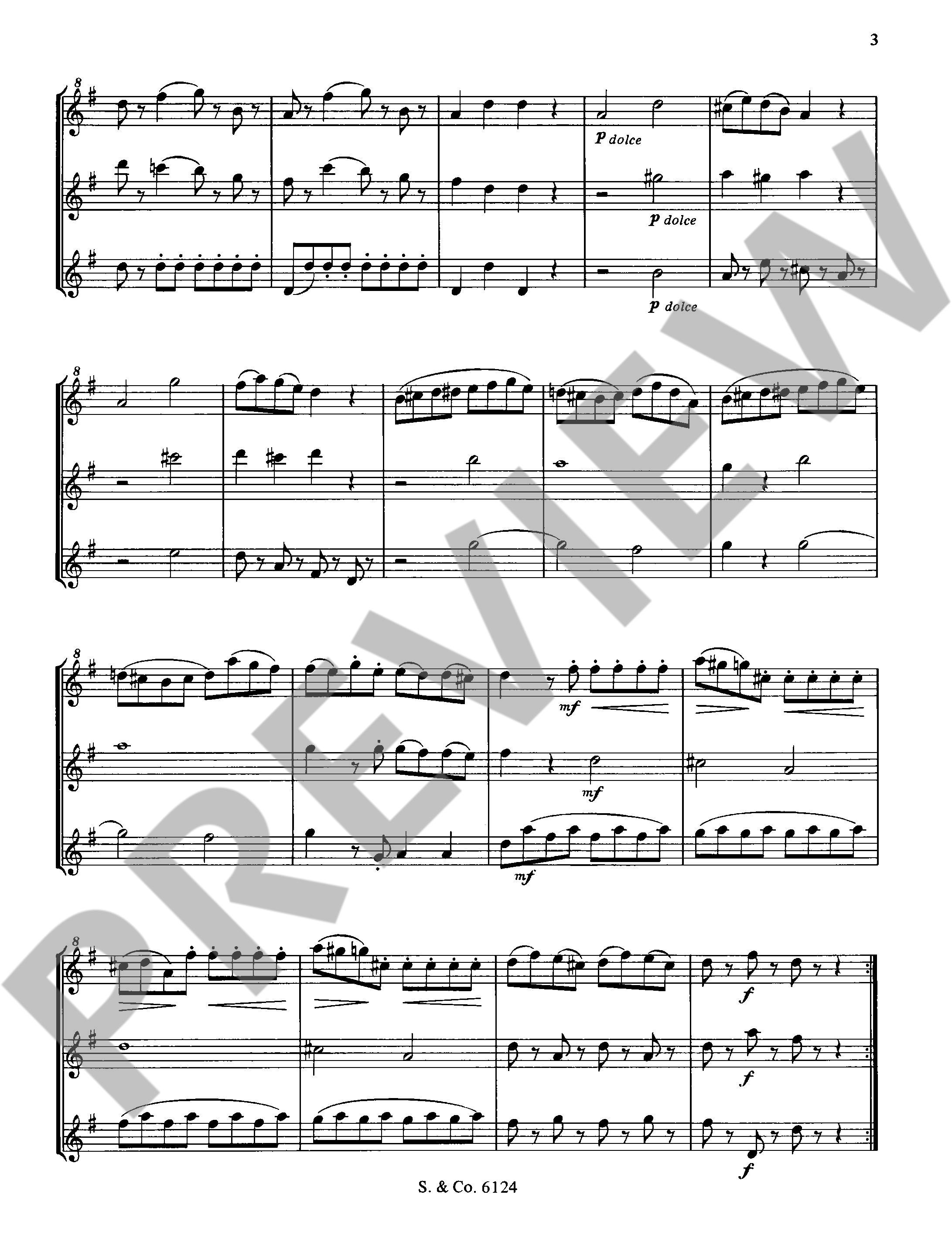 Beispielseite 2 zu Trio after KV439b for 3 recorders (SAT) score