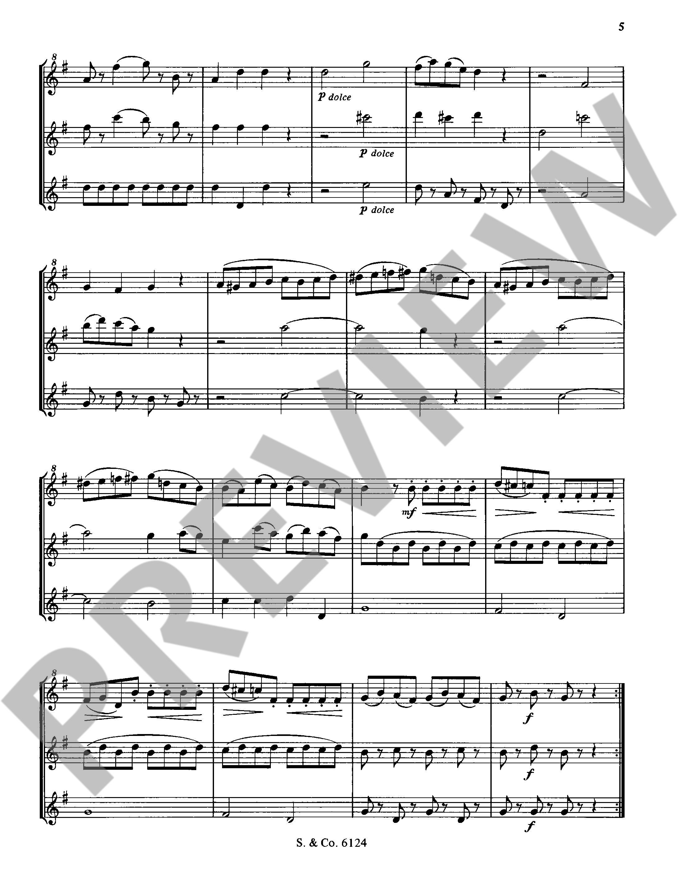 Beispielseite 4 zu Trio after KV439b for 3 recorders (SAT) score