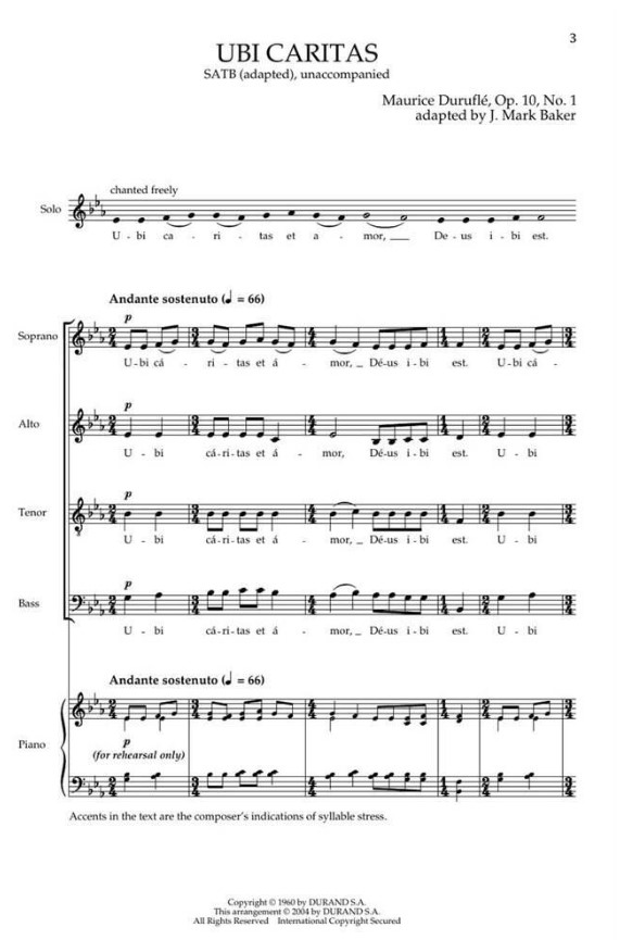 Beispielseite 1 zu Ubi Caritas op.10,1 for mixed choir and piano choral score